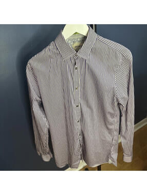 Ted Baker Archive London Purple Stripe Dress Shirt 15 Slim Fit Cotton